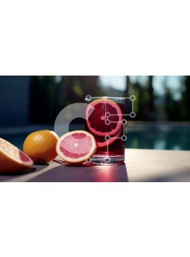 Σετ των 2 Intra Συλλεκτικό Ξύλινο Παζλ Plywood  4mm - Χυμός κόκκινο γκρέιπφρουτ και εσπεριδοειδή δίπλα στην πισίνα Σε Ξύλινο Κουτί - Διαστάσεις: 10x10 cm – 25 κομμάτια