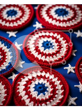 Intra Συλλεκτικό Ξύλινο Παζλ Plywood  4mm - Πατριωτικά σουβέρ με κροσέ σε πορτοκαλί τραπεζομάντιλο Σε Ξύλινο Κουτί - Διαστάσεις Puzzle: 10x10 cm – 25 κομμάτια