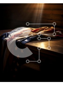 Intra Συλλεκτικό Ξύλινο Παζλ Plywood  4mm - Πατριωτική σκηνή αμερικανικής σημαίας στο ξύλινο τραπέζι Σε Ξύλινο Κουτί - Διαστάσεις Puzzle: 10x10 cm – 25 κομμάτια