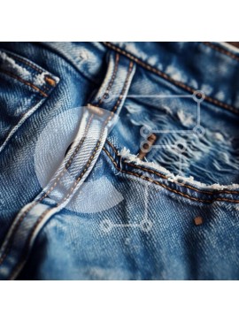 Σετ των 2 Intra Συλλεκτικό Ξύλινο Παζλ Plywood  4mm - Κοντινό πλάνο μπλε τζιν με σκισμένες τσέπες Σε Ξύλινο Κουτί - Διαστάσεις: 10x10 cm – 25 κομμάτια