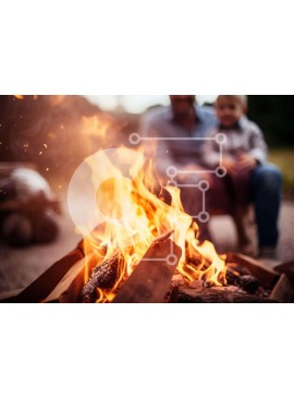 Intra Συλλεκτικό Ξύλινο Παζλ Plywood  4mm - Σκηνή φωτιάς με τον άνδρα και το παιδί Σε Ξύλινο Κουτί - Διαστάσεις: 10x10 cm – 25 κομμάτια