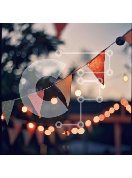 Intra Συλλεκτικό Ξύλινο Παζλ Plywood  4mm - Πολύχρωμες σημαίες που ανάβουν τη νύχτα Σε Ξύλινο Κουτί - Διαστάσεις Puzzle: 10x10 cm – 25 κομμάτια