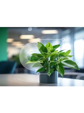 Intra Συλλεκτικό Ξύλινο Παζλ Plywood  4mm - Πράσινο φυτό σε γλάστρα στο τραπέζι γραφείου Σε Ξύλινο Κουτί - Διαστάσεις Puzzle: 10x10 cm – 25 κομμάτια