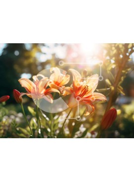 Intra Συλλεκτικό Ξύλινο Παζλ Plywood  4mm - Πορτοκαλί κρίνοι σε έναν ηλιόλουστο κήπο Σε Ξύλινο Κουτί - Διαστάσεις: 10x10 cm – 25 κομμάτια