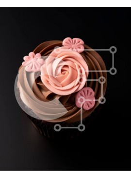 Σετ των 2 Intra Συλλεκτικό Ξύλινο Παζλ Plywood  4mm - Λαχταριστό Cupcake με σοκολατένιο πάγωμα και ροζ τριαντάφυλλα Σε Ξύλινο Κουτί - Διαστάσεις: 10x10 cm – 25 κομμάτια