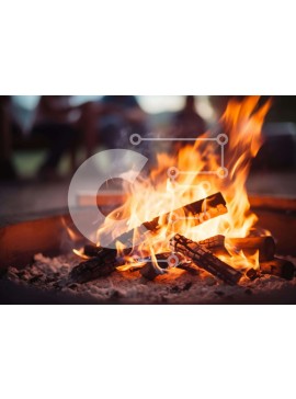 Intra Συλλεκτικό Ξύλινο Παζλ Plywood  4mm - Λάκος Campfire με ανθρώπους που απολαμβάνουν μια υπαίθρια βραδιά Σε Ξύλινο Κουτί - Διαστάσεις Puzzle: 10x10 cm – 25 κομμάτια