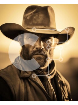 Intra Συλλεκτικό Ξύλινο Παζλ Plywood  4mm - Άνδρας με καπέλο και γιλέκο σε στυλ καουμπόη Σε Ξύλινο Κουτί - Διαστάσεις Puzzle: 10x10 cm – 25 κομμάτια