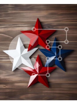 Intra Συλλεκτικό Ξύλινο Παζλ Plywood  4mm - Κυκλικά Πατριωτικά αστέρια σε ξύλινο φόντο Σε Ξύλινο Κουτί - Διαστάσεις Puzzle: 10x10 cm – 25 κομμάτια