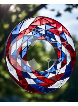 Intra Συλλεκτικό Ξύλινο Παζλ Plywood  4mm - Κόκκινο, λευκό και μπλε γυάλινο στολίδι που κρέμεται από το δέντρο Σε Ξύλινο Κουτί - Διαστάσεις Puzzle: 10x10 cm – 25 κομμάτια