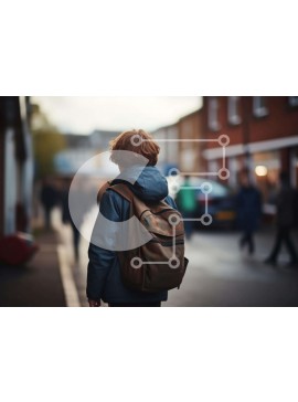 Intra Συλλεκτικό Ξύλινο Παζλ Plywood  4mm - Νεαρός άνδρας που περπατά στο δρόμο Σε Ξύλινο Κουτί - Διαστάσεις Puzzle: 10x10 cm – 25 κομμάτια