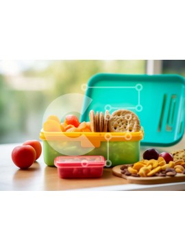 Σετ των 2 Intra Συλλεκτικό Ξύλινο Παζλ Plywood  4mm - Ποικιλία από σνακ και φρούτα σε κουτί γεύματος Σε Ξύλινο Κουτί - Διαστάσεις: 10x10 cm – 25 κομμάτια