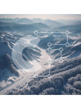 Intra Συλλεκτικό Ξύλινο Παζλ Plywood  4mm - Εναέρια άποψη της χιονισμένης οροσειράς με σκιέρ και σνόουμπορντ Σε Ξύλινο Κουτί - Διαστάσεις: 10x10 cm – 25 κομμάτια