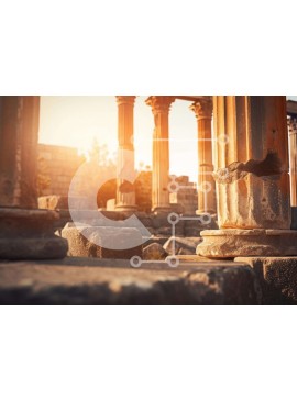 Intra Συλλεκτικό Ξύλινο Παζλ Plywood  4mm - Αρχαίες στήλες στο φως του ήλιου Σε Ξύλινο Κουτί - Διαστάσεις Puzzle: 10x10 cm – 25 κομμάτια