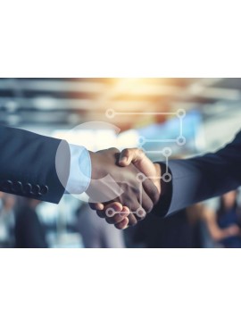 Intra Συλλεκτικό Ξύλινο Παζλ Plywood  4mm - Επιχειρηματίες χειραψία σε ένα επιχειρηματικό περιβάλλον Σε Ξύλινο Κουτί - Διαστάσεις Puzzle: 10x10 cm – 25 κομμάτια