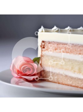 Σετ των 2 Intra Συλλεκτικό Ξύλινο Παζλ Plywood  4mm - Πολύχρωμο στρώσεις κέικ σε λευκό πιάτο με τριαντάφυλλο Σε Ξύλινο Κουτί - Διαστάσεις: 10x10 cm – 25 κομμάτια