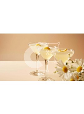 Σετ των 2 Intra Συλλεκτικό Ξύλινο Παζλ Plywood  4mm - Τρία ποτήρια Martini με χυμό λεμονιού και γαρνιτούρες Σε Ξύλινο Κουτί - Διαστάσεις: 10x10 cm – 25 κομμάτια