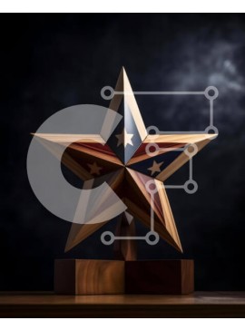 Intra Συλλεκτικό Ξύλινο Παζλ Plywood  4mm - Ξύλινο γλυπτό σε σχήμα αστεριού σε ξύλινο τραπέζι Σε Ξύλινο Κουτί - Διαστάσεις Puzzle: 10x10 cm – 25 κομμάτια