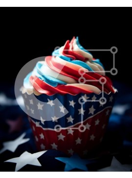 Σετ των 2 Intra Συλλεκτικό Ξύλινο Παζλ Plywood  4mm - Πατριωτικό Cupcake σε φόντο αμερικανικής σημαίας Σε Ξύλινο Κουτί - Διαστάσεις: 10x10 cm – 25 κομμάτια