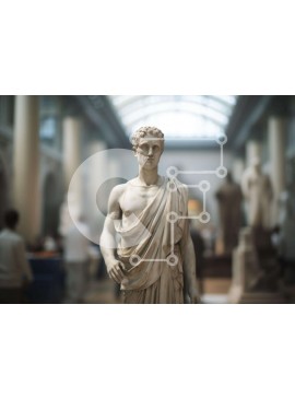 Intra Συλλεκτικό Ξύλινο Παζλ Plywood  4mm - Αρχαίο ρωμαϊκό άγαλμα στην γκαλερί τέχνης Σε Ξύλινο Κουτί - Διαστάσεις Puzzle: 10x10 cm – 25 κομμάτια