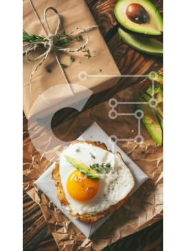 Intra Συλλεκτικό Ξύλινο Παζλ Plywood  4mm - Πιάτο με αυγό, αβοκάντο και βότανα Σε Ξύλινο Κουτί - Διαστάσεις: 10x10 cm – 25 κομμάτια