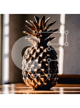 Intra Συλλεκτικό Ξύλινο Παζλ Plywood  4mm - Καφέ ανανάς σε ξύλινο τραπέζι Σε Ξύλινο Κουτί - Διαστάσεις: 10x10 cm – 25 κομμάτια