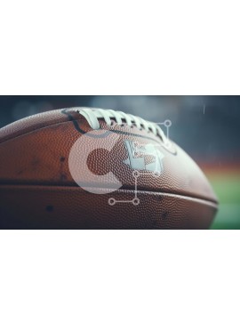 Intra Συλλεκτικό Ξύλινο Παζλ Plywood  4mm - Κοντινό πλάνο της μπάλας αμερικανικού ποδοσφαίρου σε κίνηση Σε Ξύλινο Κουτί - Διαστάσεις Puzzle: 10x10 cm – 25 κομμάτια