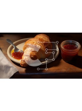 Σετ των 2 Intra Συλλεκτικό Ξύλινο Παζλ Plywood  4mm - Κρουασάν με μαρμελάδα στο πιάτο Σε Ξύλινο Κουτί - Διαστάσεις: 10x10 cm – 25 κομμάτια
