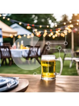 Σετ των 2 Intra Συλλεκτικό Ξύλινο Παζλ Plywood  4mm - Υπαίθριο πάρτι με ποτήρι μπύρας σε ξύλινο τραπέζι Σε Ξύλινο Κουτί - Διαστάσεις: 10x10 cm – 25 κομμάτια