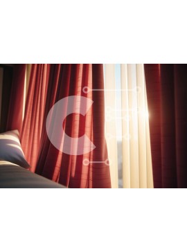 Intra Συλλεκτικό Ξύλινο Παζλ Plywood  4mm - Ηλιόλουστο δωμάτιο με κρεβάτι και κόκκινες κουρτίνες Σε Ξύλινο Κουτί - Διαστάσεις Puzzle: 10x10 cm – 25 κομμάτια