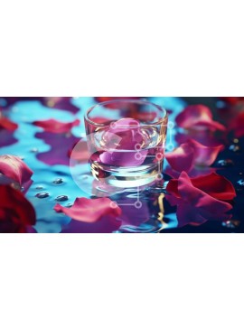 Σετ των 2 Intra Συλλεκτικό Ξύλινο Παζλ Plywood  4mm - Ποτήρι με νερό και ροζ ροδοπέταλα Σε Ξύλινο Κουτί - Διαστάσεις: 10x10 cm – 25 κομμάτια