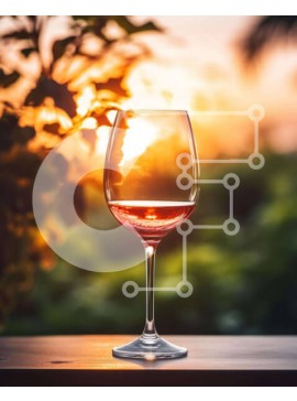 Σετ των 2 Intra Συλλεκτικό Ξύλινο Παζλ Plywood  4mm - Ποτήρι κόκκινο κρασί στο ηλιοβασίλεμα Σε Ξύλινο Κουτί - Διαστάσεις: 10x10 cm – 25 κομμάτια