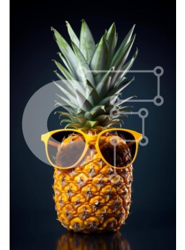 Σετ των 2 Intra Συλλεκτικό Ξύλινο Παζλ Plywood  4mm - Κομψός ανανάς με γυαλιά ηλίου Σε Ξύλινο Κουτί - Διαστάσεις: 10x10 cm – 25 κομμάτια