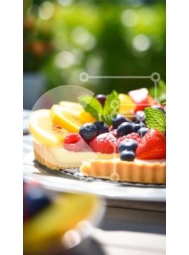 Intra Συλλεκτικό Ξύλινο Παζλ Plywood  4mm - Τάρτα με γέμιση φρούτων με ανάμεικτα μούρα και φύλλα μέντας Σε Ξύλινο Κουτί - Διαστάσεις: 10x10 cm – 25 κομμάτια