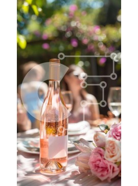 Intra Συλλεκτικό Ξύλινο Παζλ Plywood  4mm - Ροζ μπουκάλι κρασιού και ποτήρια σε υπαίθρια συγκέντρωση Σε Ξύλινο Κουτί - Διαστάσεις: 10x10 cm – 25 κομμάτια