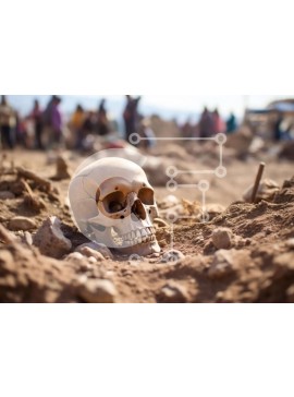 Intra Συλλεκτικό Ξύλινο Παζλ Plywood  4mm - Αρχαιολογική Ανασκαφή με Κρανίο και μέλη της Κοινότητας Σε Ξύλινο Κουτί - Διαστάσεις Puzzle: 10x10 cm – 25 κομμάτια