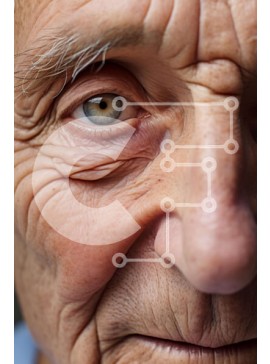 Intra Συλλεκτικό Ξύλινο Παζλ Plywood  4mm - Πορτρέτο ενός ηλικιωμένου άνδρα με μπλε μάτια Σε Ξύλινο Κουτί - Διαστάσεις Puzzle: 10x10 cm – 25 κομμάτια