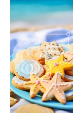 Intra Συλλεκτικό Ξύλινο Παζλ Plywood  4mm - Πιάτο με μπισκότα με θέμα την παραλία Σε Ξύλινο Κουτί - Διαστάσεις: 10x10 cm – 25 κομμάτια