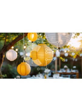 Intra Συλλεκτικό Ξύλινο Παζλ Plywood  4mm - Ρύθμιση εκδηλώσεων εξωτερικού χώρου με χάρτινα φανάρια Σε Ξύλινο Κουτί - Διαστάσεις Puzzle: 10x10 cm – 25 κομμάτια