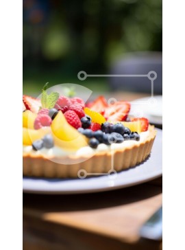 Intra Συλλεκτικό Ξύλινο Παζλ Plywood  4mm - Τάρτα με γέμιση φρούτων με φρέσκα μούρα Σε Ξύλινο Κουτί - Διαστάσεις: 10x10 cm – 25 κομμάτια