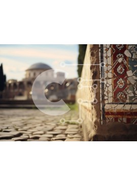 Intra Συλλεκτικό Ξύλινο Παζλ Plywood  4mm - Ρουστίκ Πλακόστρωτο Τοίχο και Σκηνή Κτιρίου Σε Ξύλινο Κουτί - Διαστάσεις Puzzle: 10x10 cm – 25 κομμάτια