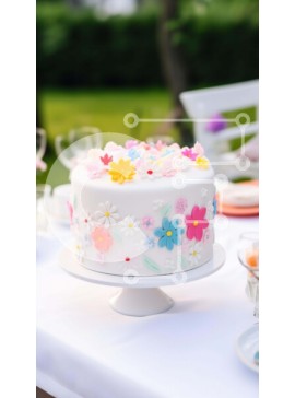 Intra Συλλεκτικό Ξύλινο Παζλ Plywood  4mm - Λευκή τούρτα με πολύχρωμα διακοσμητικά Σε Ξύλινο Κουτί - Διαστάσεις: 10x10 cm – 25 κομμάτια