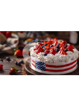 Σετ των 2 Intra Συλλεκτικό Ξύλινο Παζλ Plywood  4mm - Πατριωτικό κέικ 4ης Ιουλίου με φρέσκα μούρα και κόκκινο κρασί Σε Ξύλινο Κουτί - Διαστάσεις: 10x10 cm – 25 κομμάτια