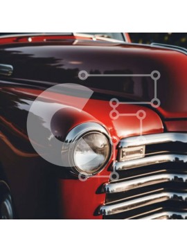 Intra Συλλεκτικό Ξύλινο Παζλ Plywood  4mm - Vintage Red Truck Front End στο χώρο στάθμευσης Σε Ξύλινο Κουτί - Διαστάσεις Puzzle: 10x10 cm – 25 κομμάτια