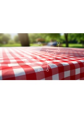 Intra Συλλεκτικό Ξύλινο Παζλ Plywood  4mm - Κόκκινο και άσπρο καρό τραπεζομάντιλο σε μια υπαίθρια εκδήλωση Σε Ξύλινο Κουτί - Διαστάσεις Puzzle: 10x10 cm – 25 κομμάτια