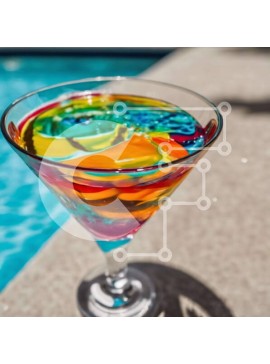 Σετ των 2 Intra Συλλεκτικό Ξύλινο Παζλ Plywood  4mm - Πολύχρωμο ποτήρι Martini δίπλα στην πισίνα Σε Ξύλινο Κουτί - Διαστάσεις: 10x10 cm – 25 κομμάτια