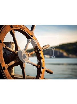 Intra Συλλεκτικό Ξύλινο Παζλ Plywood  4mm - Ξύλινο τιμόνι πλοίου στην αποβάθρα Σε Ξύλινο Κουτί - Διαστάσεις Puzzle: 10x10 cm – 25 κομμάτια