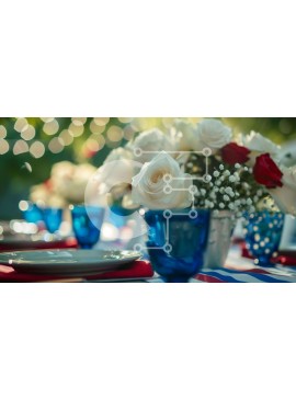 Σετ των 2 Intra Συλλεκτικό Ξύλινο Παζλ Plywood  4mm - Κομψή ρύθμιση τραπεζιού με κόκκινο, λευκό και μπλε τόνους Σε Ξύλινο Κουτί - Διαστάσεις: 10x10 cm – 25 κομμάτια