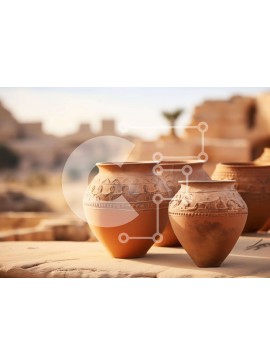 Intra Συλλεκτικό Ξύλινο Παζλ Plywood  4mm - Πήλινα βάζα σε πέτρινο τραπέζι στην έρημο Σε Ξύλινο Κουτί - Διαστάσεις: 10x10 cm – 25 κομμάτια