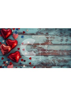 Intra Συλλεκτικό Ξύλινο Παζλ Plywood  4mm - Κόκκινα, λευκά και μπλε μπαλόνια σε σχήμα καρδιάς Σε Ξύλινο Κουτί - Διαστάσεις Puzzle: 10x10 cm – 25 κομμάτια