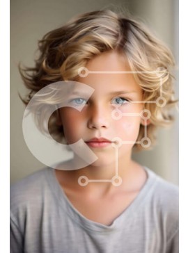 Intra Συλλεκτικό Ξύλινο Παζλ Plywood  4mm - Νεαρό αγόρι με ξανθά μαλλιά και μπλε μάτια Σε Ξύλινο Κουτί - Διαστάσεις Puzzle: 10x10 cm – 25 κομμάτια